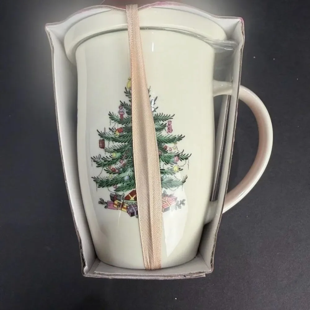 Spode Pimpernel Christmas Tree Tisaniere Set by Portmeirion-Mug, Infuser,Coaster